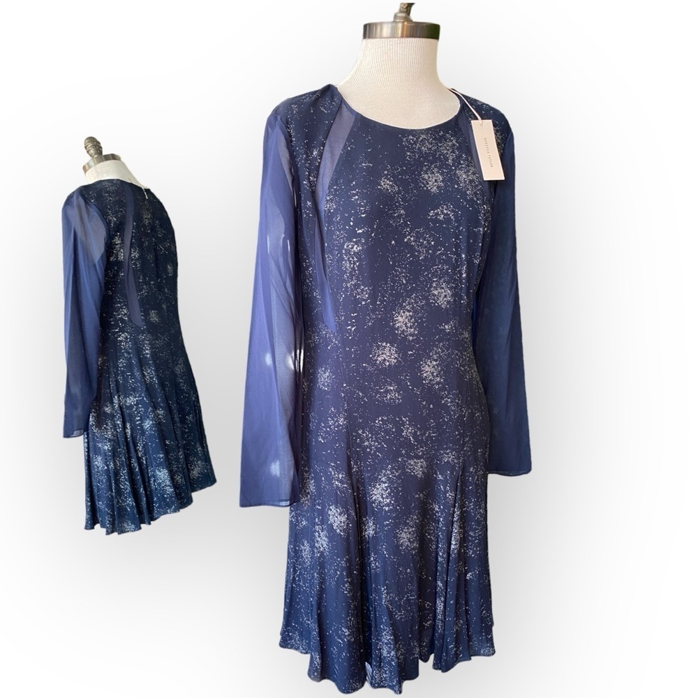 R6 Rebecca Taylor Foil Print Pleat Dress